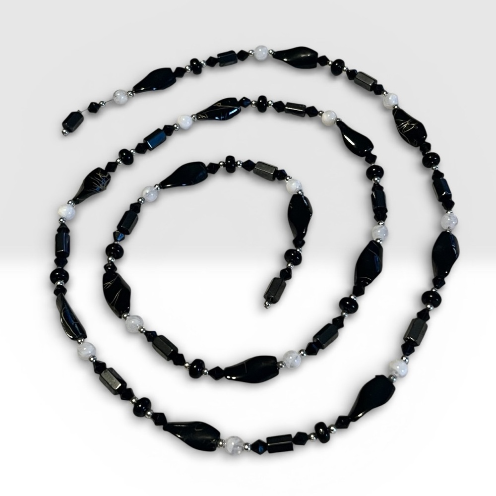 Magnetite/Hematite Black & White Monochrome Magnetic Therapy Necklace/Bracelet